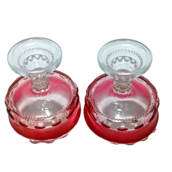 Vintage Lot of 2 Tiffin Franciscan  King's Crown Ruby Flashed Rim Compote Dishes - Picture 4 of 7